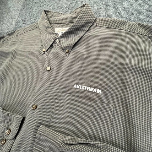 Tri-Mountain Airstream Shirt Mens XL Chelsea Gray Mini Check Embroidered Logo - Picture 5 of 11